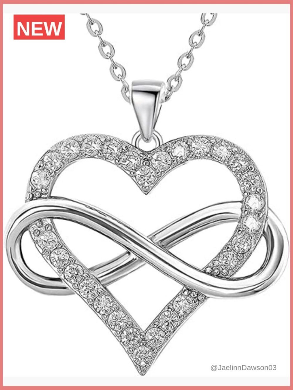 Infinity Heart Pendant Necklace with Cubic Zirconia Stones